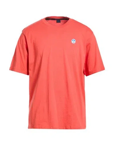 North Sails Man T-shirt Tomato Red Size Xl Cotton In Orange