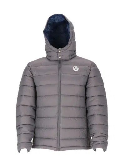 North Sails Men's Hooded Puffer Jacket In Grey