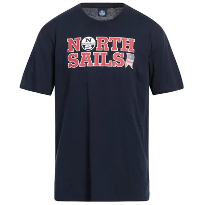 North Sails Nautical Nostalgia Navy Cotton Men's Tee In Blue