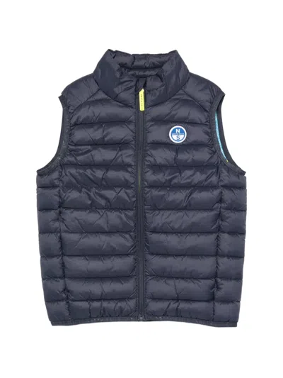 North Sails Kids' Quilted Logo-patch Gilet In Blue