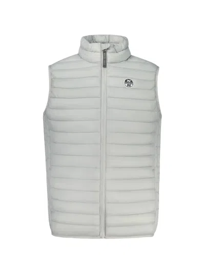 North Sails Quilted Logo-patch Gilet In Gray