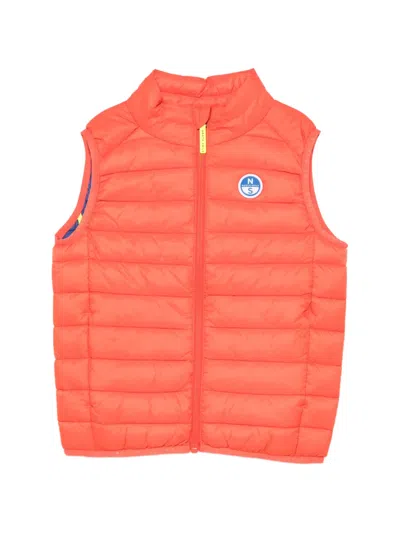 North Sails Kids' Quilted Logo-patch Gilet In Orange