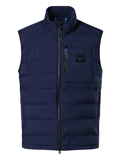North Sails Quilted Vest In Blue