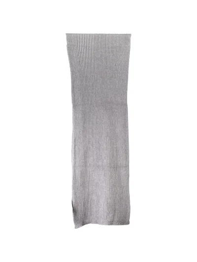 North Sails Ribbed-knit Logo-patch Scarf In Gray