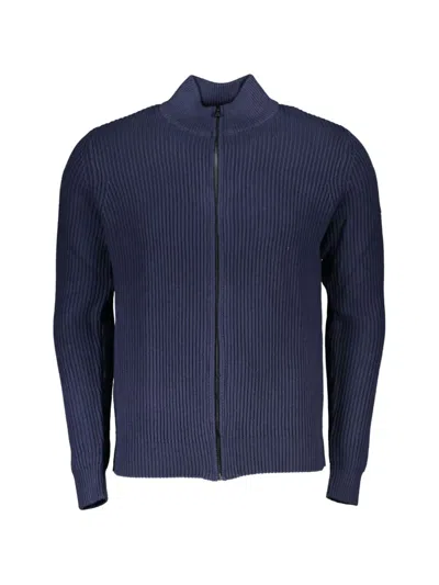 North Sails Ribbed-knit Zip-up Cardigan In Blue