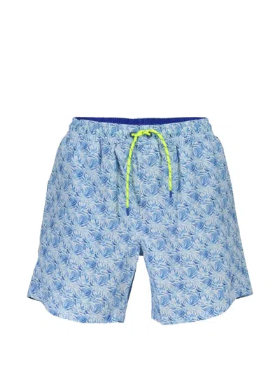 North Sails Shell-print Drawstring Swim Shorts In Blue