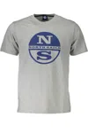 North Sails Sleek Gray Cotton T-shirt With Iconic Print In Gray