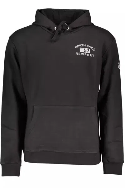 North Sails Sleek Hooded Cotton-blend Men's Sweatshirt In Black