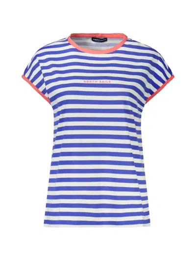 NORTH SAILS STRIPED-PATTERN LOGO-PRINT T-SHIRT