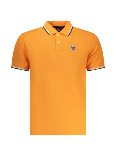 North Sails Striped-trim Logo-patch Polo Shirt In Orange