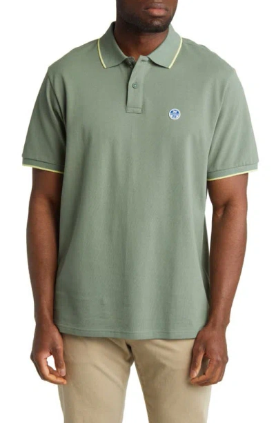 North Sails Tipped Stretch Cotton Polo In Military