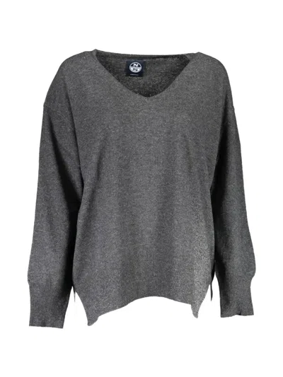 North Sails V-neck Side-slit Sweater In Gray