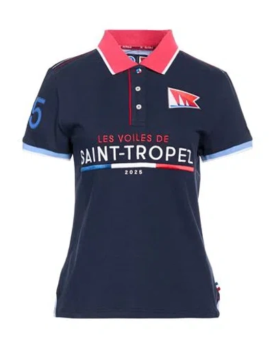 North Sails Woman Polo Shirt Midnight Blue Size M Cotton, Elastane