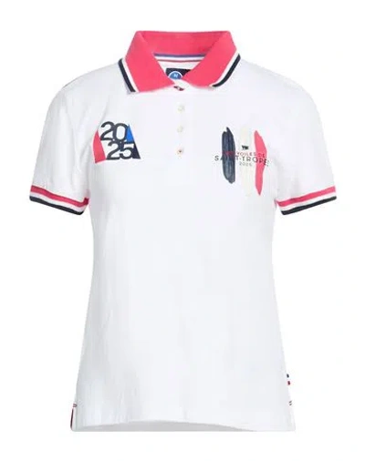 North Sails Woman Polo Shirt White Size S Cotton, Elastane