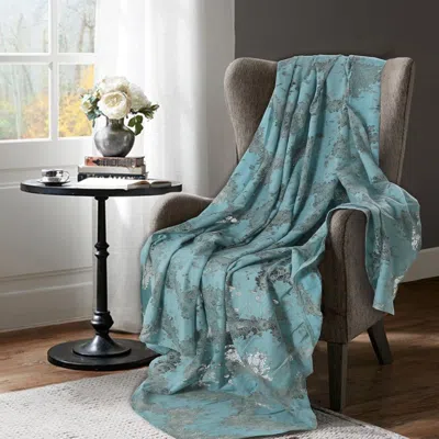 North Shore Living Woven & Lace 58" X 72" 2-in-1 Shawl & Decorative Throw In Blue