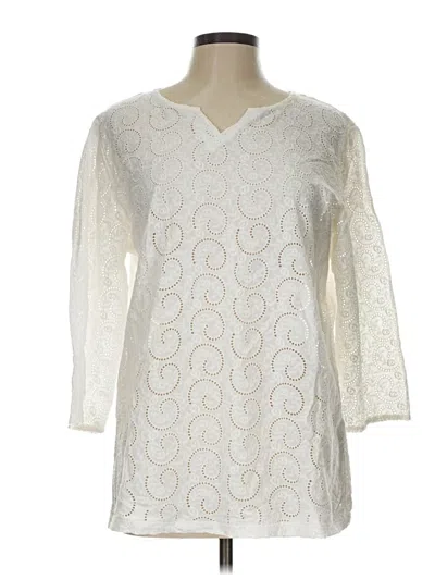 Pre-owned North Style 3/4 Sleeve Top Ivory V Neck Tops In White