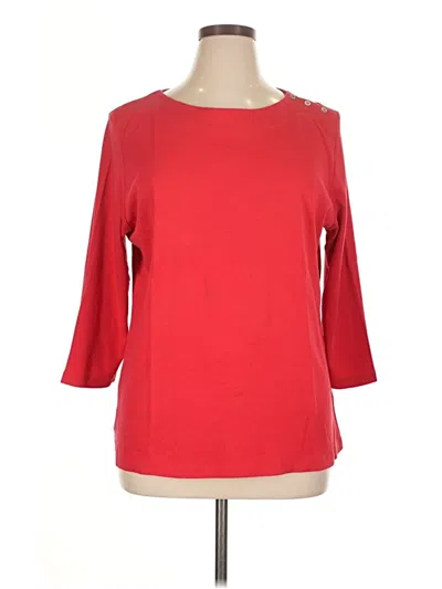 Pre-owned North Style 3/4 Sleeve Top Red Boatneck Tops