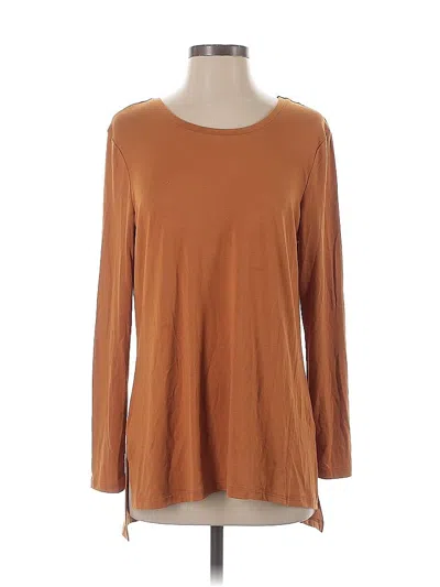 Pre-owned North Style Long Sleeve Top Brown Boatneck Tops