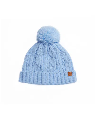 Northern Classics Unisex Cable Knit Pom-pom Hat In Sky Blue