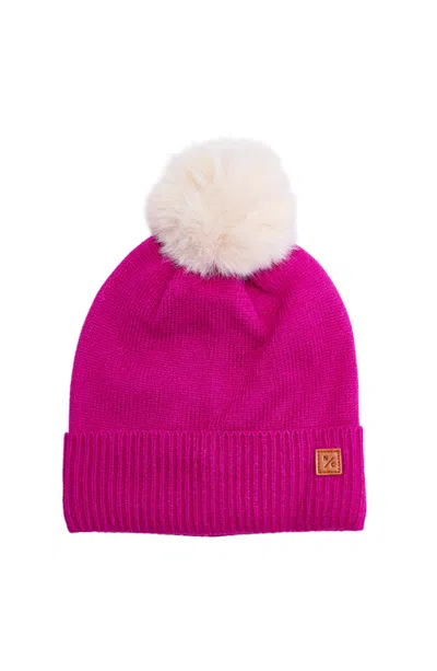 Northern Classics Knit Winter Hat With Faux Fur Pom (baby) In Hot Pink