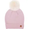 Northern Classics Knit Winter Hat With Faux Fur Pom In Pink
