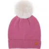 Northern Classics Knit Winter Hat With Faux Fur Pom In Pink