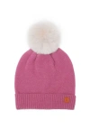 Northern Classics Babies'  Knit Winter Hat With Faux Fur Pom In Pink