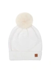 Northern Classics Babies'  Knit Winter Hat With Faux Fur Pom In White