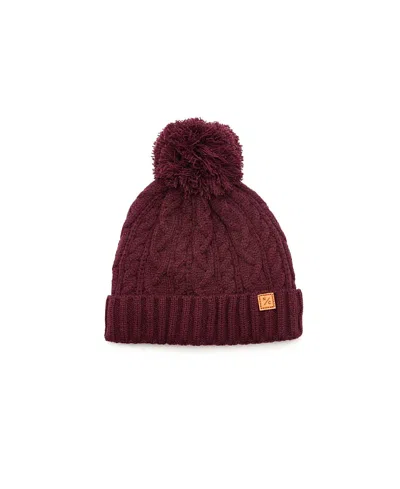 Northern Classics Unisex Cable Knit Pom Pom Hat - Adult In Cranberry