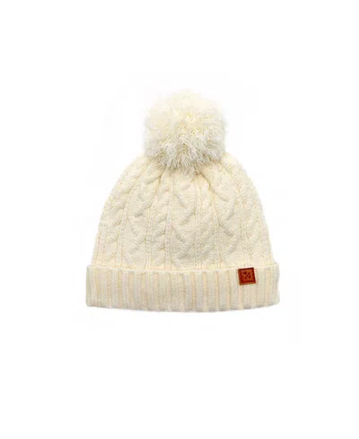 Northern Classics Unisex Cable Knit Pom Pom Hat - Adult In Winter White