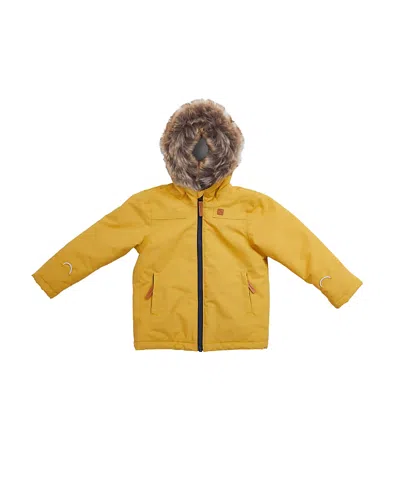 Northern Classics Kids' Unisex Insulated Summit Winter Ski Jacket In Navy, Removable Faux Fur, Waterproof In Honey