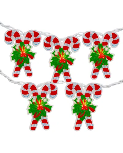 Northern Lights Dnu Unprofitable Northlight 10-count Candy Cane Christmas Light Set - 6ft White Wire In Multi