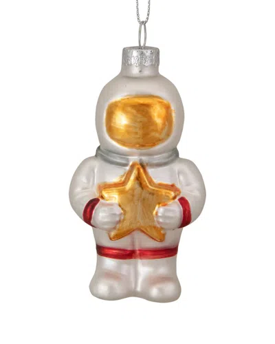 NORTHERN LIGHTS DNU UNPROFITABLE NORTHLIGHT 3.5IN WHITE AND GOLD GLASS ASTRONAUT CHRISTMAS ORNAMENT