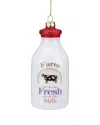 Northern Lights Dnu Unprofitable Northlight 4.5in Farm Fresh Milk Glass Bottle Christmas Ornament In White