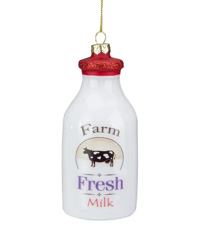 Northern Lights Dnu Unprofitable Northlight 4.5in Farm Fresh Milk Glass Bottle Christmas Ornament In White