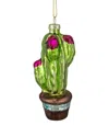 Northern Lights Dnu Unprofitable Northlight 4.75in Green And Pink Potted Cactus Glass Christmas Ornament In Green