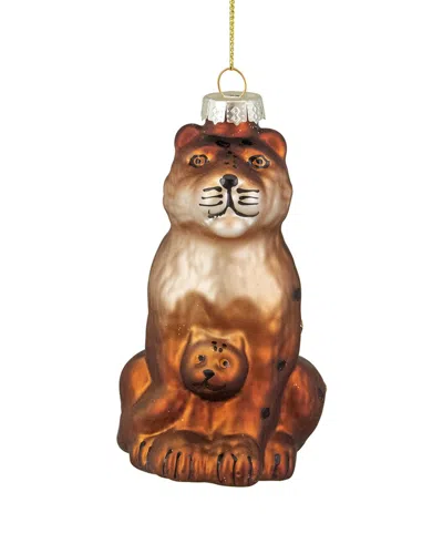 NORTHERN LIGHTS DNU UNPROFITABLE NORTHLIGHT 4IN ORANGE AND BLACK GLASS LION CHRISTMAS ORNAMENT
