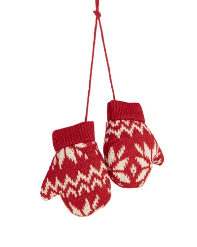 Northern Lights Dnu Unprofitable Northlight 4in Red And White Nordic Knit Mittens Christmas Ornament