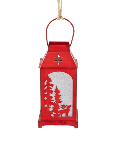 NORTHERN LIGHTS DNU UNPROFITABLE NORTHLIGHT 5.5IN LIGHTED RED REINDEER SILHOUETTE LANTERN CHRISTMAS ORNAMENT