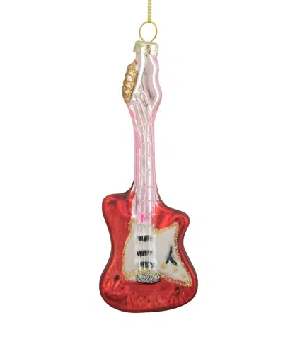 Northern Lights Dnu Unprofitable Northlight 6in Red And Silver Glass Bass Guitar Christmas Ornament
