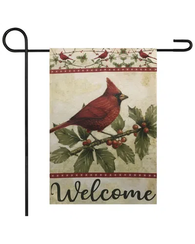 NORTHERN LIGHTS DNU UNPROFITABLE NORTHLIGHT GREEN AND RED CARDINAL CHRISTMAS OUTDOOR GARDEN FLAG 18IN X 12.5IN