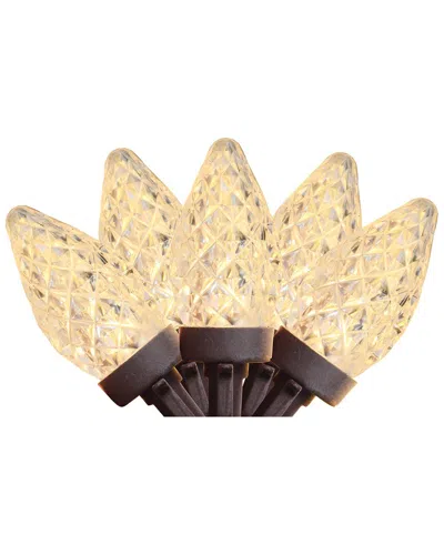 Northern Lights Northlight 100 Warm White Led Faceted C7 Christmas Lights - 66 Ft Brown Wire