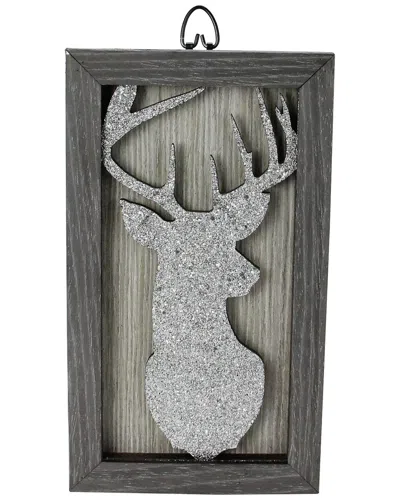 Northern Lights Northlight 10.25in Silver Glittered Buck Silhouette Box Framed Christmas Wall  Hanging In Brown