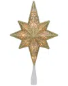 Northern Lights Northlight 10in Lighted Gold Frosted Star Of Bethlehem With Scrolling Christmas Tree Topper - Clear  In Gold