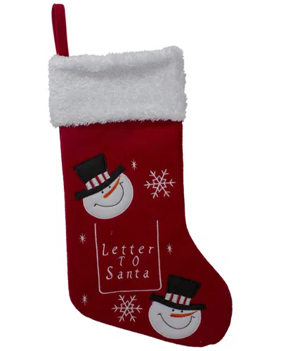 Northern Lights Northlight 19in Red And White Embroidered Snowmen Letter To Santa Christmas  Stocking