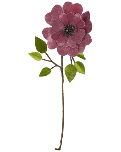 Northern Lights Northlight 21.5in Pink Heart Flower With Stem And Leaves Christmas Pick