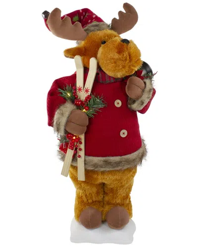 Northern Lights Northlight 24in Lighted And Animated Musical Moose Christmas Figure In Red