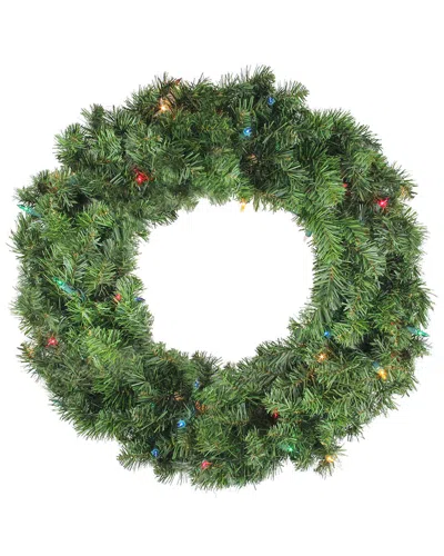 Northern Lights Northlight 24in Pre-lit Canadian Pine Artificial Christmas Wreath - Multi  Lights In Green