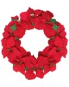 Northern Lights Northlight 24in Red Artificial Poinsettia Flower Christmas Wreath - Unlit In Red