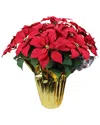Northern Lights Northlight 28in Red Artificial Christmas Poinsettia With Gold Wrapped Pot In Red